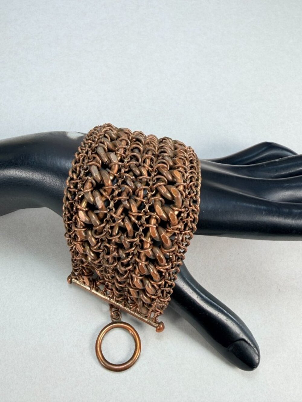 Heavy Copper Mesh Cuff Bracelet Chunky Artisan Statement Jewelry - Picture 2 of 8